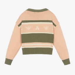 إEmporio Armani-بلوفر بطبعة النسر قطن محبوك لون زهري للبنات | Childrensalon Outlet