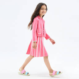 Emporio Armani-Girls Pink Cotton Knit Cardigan | Childrensalon Outlet