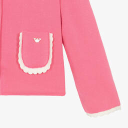 Emporio Armani-Girls Pink Cotton Knit Cardigan | Childrensalon Outlet
