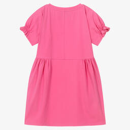 Emporio Armani-Girls Pink Cotton Logo Dress | Childrensalon Outlet