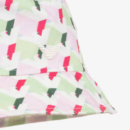 Emporio Armani-Girls Pink & Green Cotton Eagle Cap | Childrensalon Outlet