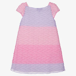 إEmporio Armani-فستان قطن وأورغانزا لون زهري وبنفسجي | Childrensalon Outlet