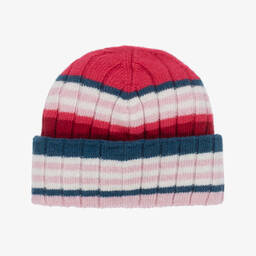 Emporio Armani-Girls Pink Striped Hat & Scarf Set | Childrensalon Outlet