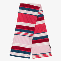 Emporio Armani-Girls Pink Striped Hat & Scarf Set | Childrensalon Outlet