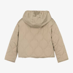 Emporio Armani-Girls Quilted Beige Coat | Childrensalon Outlet