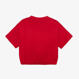 إEmporio Armani-تيشيرت بطبعة تنين قطن جيرسي لون أحمر وذهبي للبنات | Childrensalon Outlet