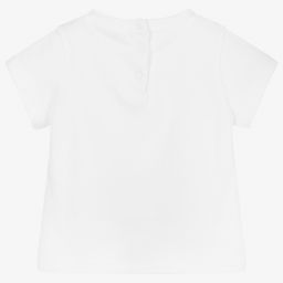 إEmporio Armani-تيشيرت أطفال بناتي قطن جيرسي لون أبيض | Childrensalon Outlet