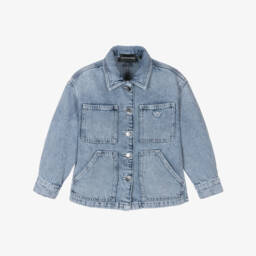Emporio Armani-Girls Soft Denim Eagle Jacket | Childrensalon Outlet