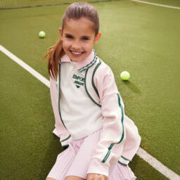 Emporio Armani-Girls Soft Pink Designer Trim Cardigan | Childrensalon Outlet