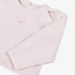 Emporio Armani-Girls Soft Pink Jersey Eagle Top | Childrensalon Outlet