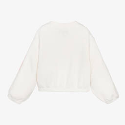 Emporio Armani-Girls White Cotton Zip-Up Top | Childrensalon Outlet
