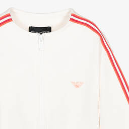 Emporio Armani-Girls White Cotton Zip-Up Top | Childrensalon Outlet