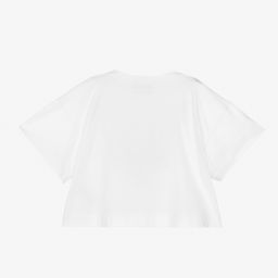 Emporio Armani-Girls White Cropped T-Shirt | Childrensalon Outlet