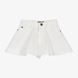 Emporio Armani-Girls White Denim Flared Shorts | Childrensalon Outlet