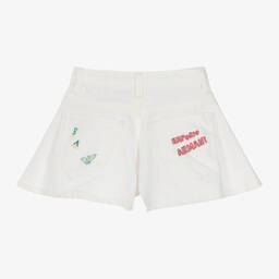 Emporio Armani-Girls White Denim Flared Shorts | Childrensalon Outlet
