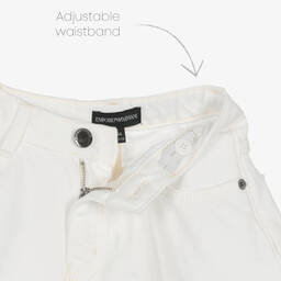 Emporio Armani-Girls White Denim Flared Shorts | Childrensalon Outlet