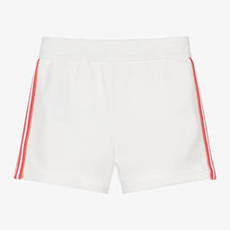 Emporio Armani-Girls White EA Crew Cotton Shorts | Childrensalon Outlet