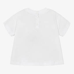 إEmporio Armani-تيشيرت أطفال بناتي قطن لون أبيض | Childrensalon Outlet
