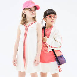 Emporio Armani-Girls White & Red Stripe Cotton Dress | Childrensalon Outlet