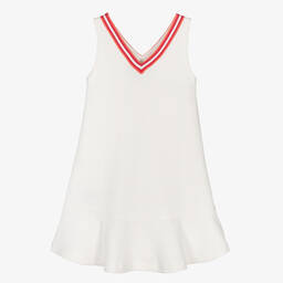 Emporio Armani-Girls White & Red Stripe Cotton Dress | Childrensalon Outlet