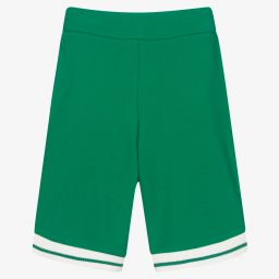 إEmporio Armani-شورت قطن بيكيه لون أخضر للأولاد | Childrensalon Outlet