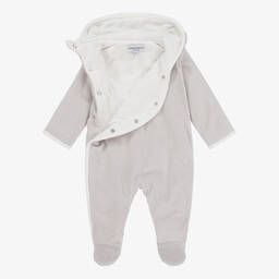 Emporio Armani-Grey Hooded Velour Pramsuit | Childrensalon Outlet