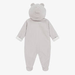 Emporio Armani-Grey Hooded Velour Pramsuit | Childrensalon Outlet