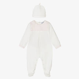 Emporio Armani-Ivory Babygrow & Hat Gift Set | Childrensalon Outlet