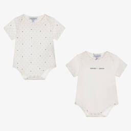 إمبوريو أرماني-أوفرول بادي قطن لون عاجي للأطفال (عدد 2) | Childrensalon Outlet