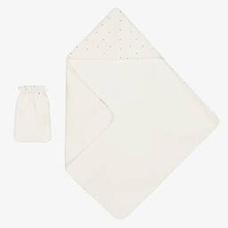 Emporio Armani-Ivory Cotton Logo Towel & Mitt Set | Childrensalon Outlet