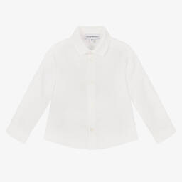 إEmporio Armani-قميص قطن ساتين لون عاجي للمواليد | Childrensalon Outlet