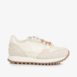Emporio Armani-Ivory Suede Leather Trainers | Childrensalon Outlet
