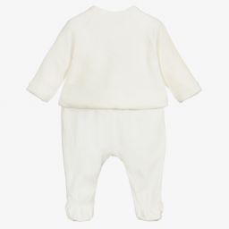 Emporio Armani-Кремовый комбинезон из велюра и джерси | Childrensalon Outlet