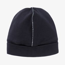 Emporio Armani-Navy Blue Cotton Baby Hat | Childrensalon Outlet
