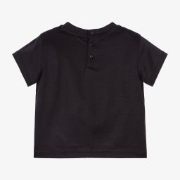 إEmporio Armani-تيشيرت أطفال ولادي مزيج قطن وليوسيل جيرسي لون كحلي | Childrensalon Outlet