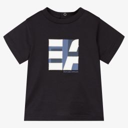 Emporio Armani-Navy Blue Logo Baby T-Shirt | Childrensalon Outlet