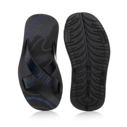 Emporio Armani-Navy Blue Logo Sliders  | Childrensalon Outlet