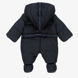 Emporio Armani-Navy Blue Logo Snowsuit | Childrensalon Outlet