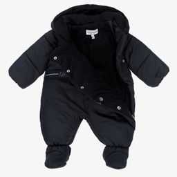 Emporio Armani-Navy Blue Logo Snowsuit | Childrensalon Outlet