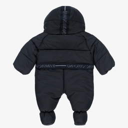 Emporio Armani-Navy Blue Logo Snowsuit | Childrensalon Outlet