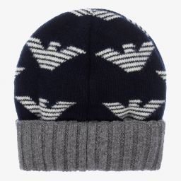 Emporio Armani - Navy Blue Wool Beanie 