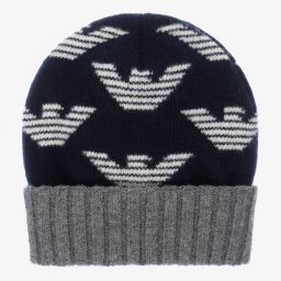 Emporio Armani - Navy Blue Wool Beanie 