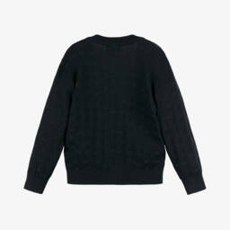 Emporio Armani-Navy Knit Cardigan with Eagle Emblem | Childrensalon Outlet