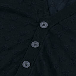 Emporio Armani-Navy Knit Cardigan with Eagle Emblem | Childrensalon Outlet