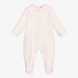 Emporio Armani-Pink Eagle Logo Babysuit | Childrensalon Outlet