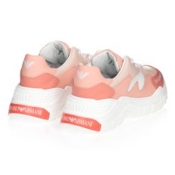 Emporio Armani-Розово-белые кожаные кроссовки | Childrensalon Outlet