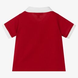 Emporio Armani-Red Cotton Logo Polo Shirt | Childrensalon Outlet