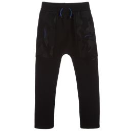 Emporio Armani-Teen Black Logo Joggers   | Childrensalon Outlet