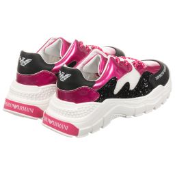 Emporio Armani-Teen Black & Pink Trainers | Childrensalon Outlet