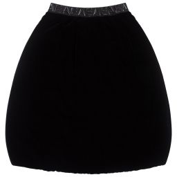 Emporio Armani-Teen Black Velvet Logo Skirt | Childrensalon Outlet